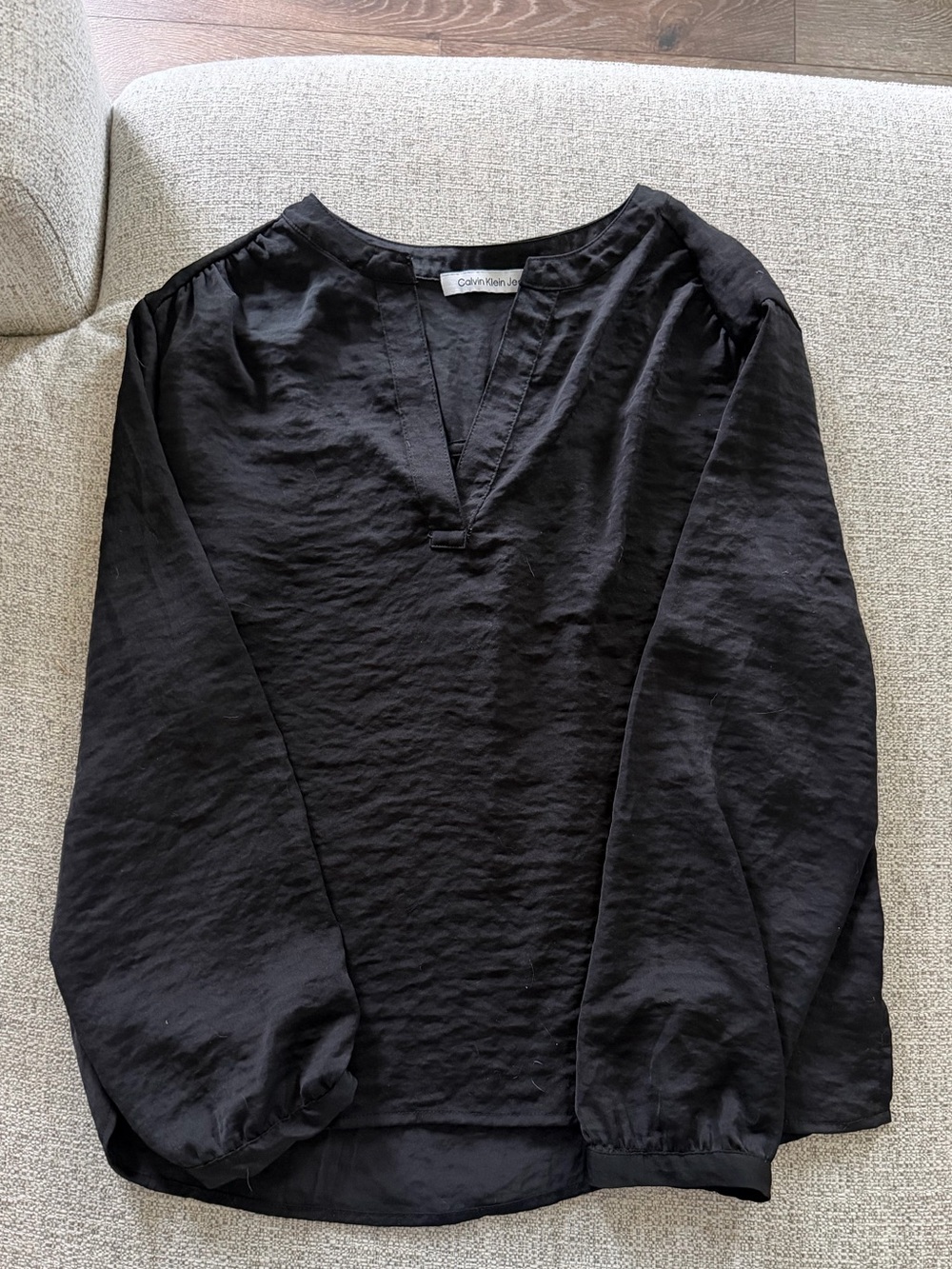 Calvin Klein Jeans Black V-Neck Long Sleeve Blouse